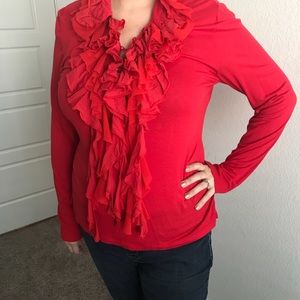 Romantic red ruffled shirt. ❤️ large.